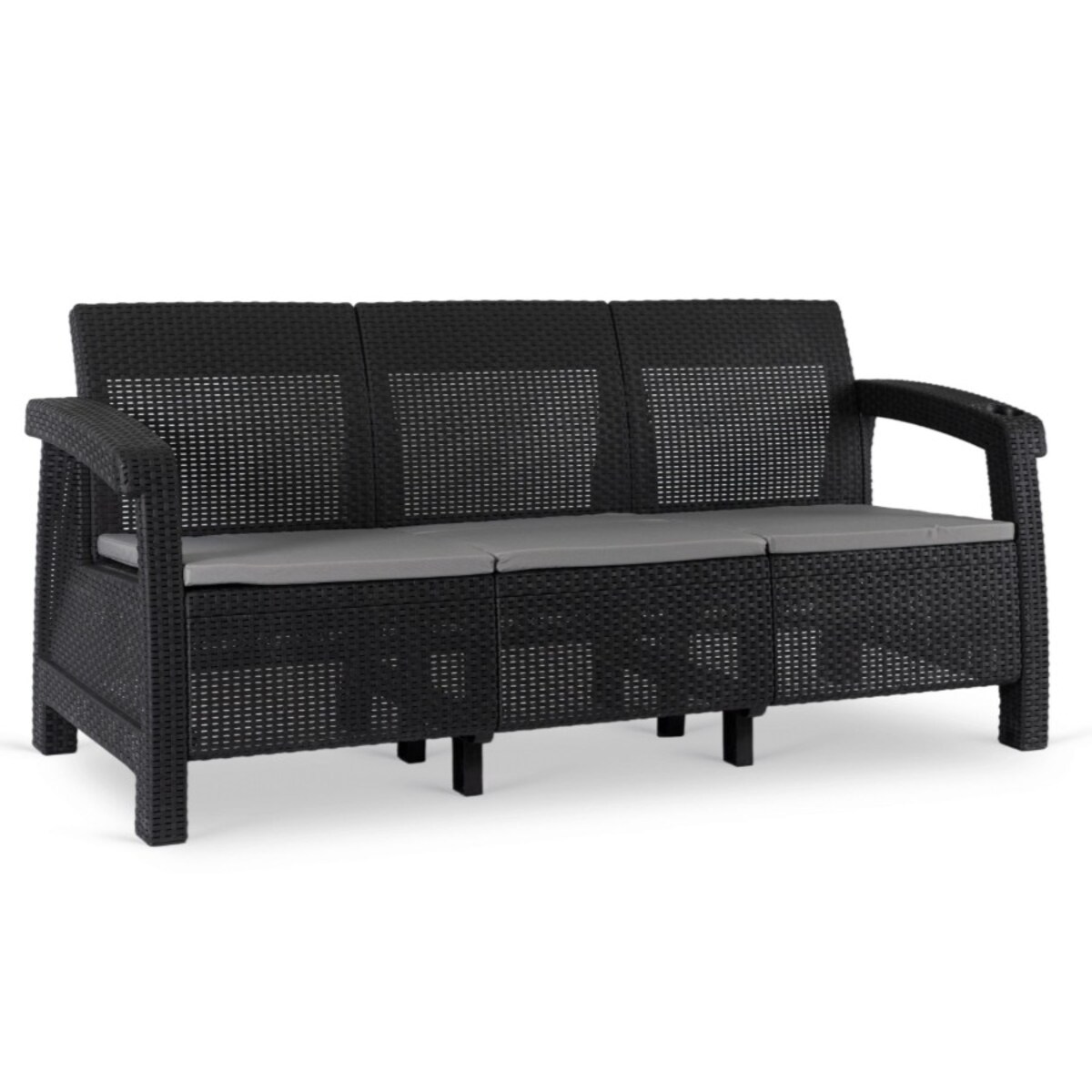 Sofa Kanapa Rattanowa Ława Ławka Ogrodowa Na Taras Ogród Czarna FLINT