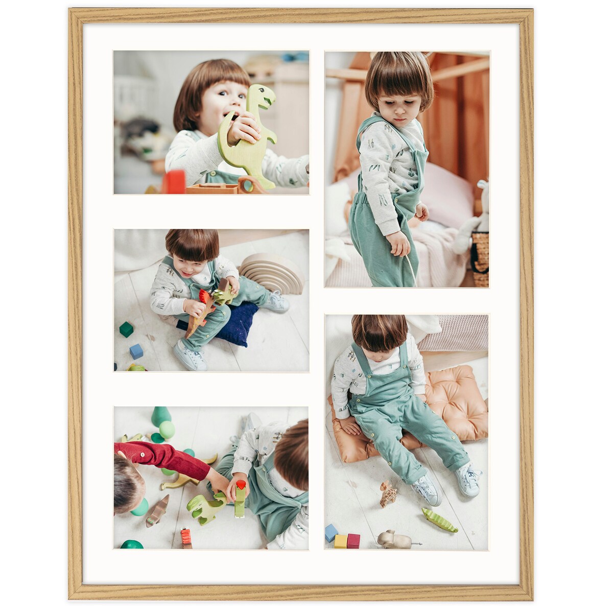 Ramka na zdjęcia 2x 15x21 3x 13x18 dębowa galeria na 5 zdjęć multirama 40x50 cm FRAMAI