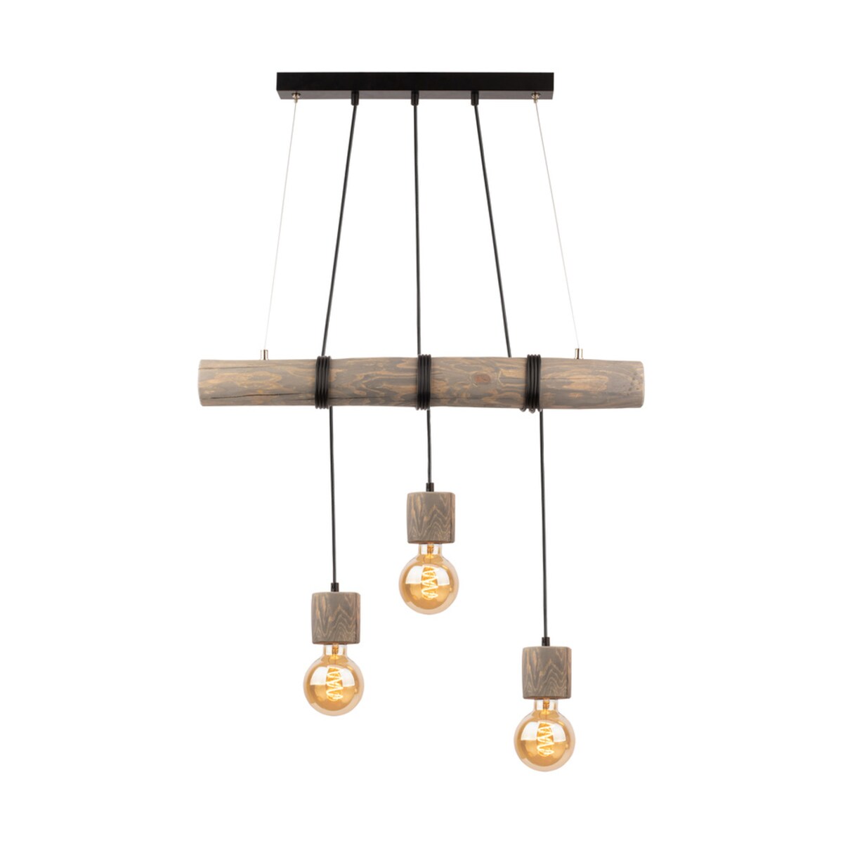 Drewniana Lampa Wisząca BRITOP Lighting Trabo 3xE27 Max.60W Sosna Szara FSC z Akcentem Czerni, Polski Producent, 1 szt.