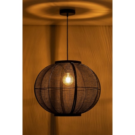 Lampa wisząca lniana czarna Zenna Ø50 cm