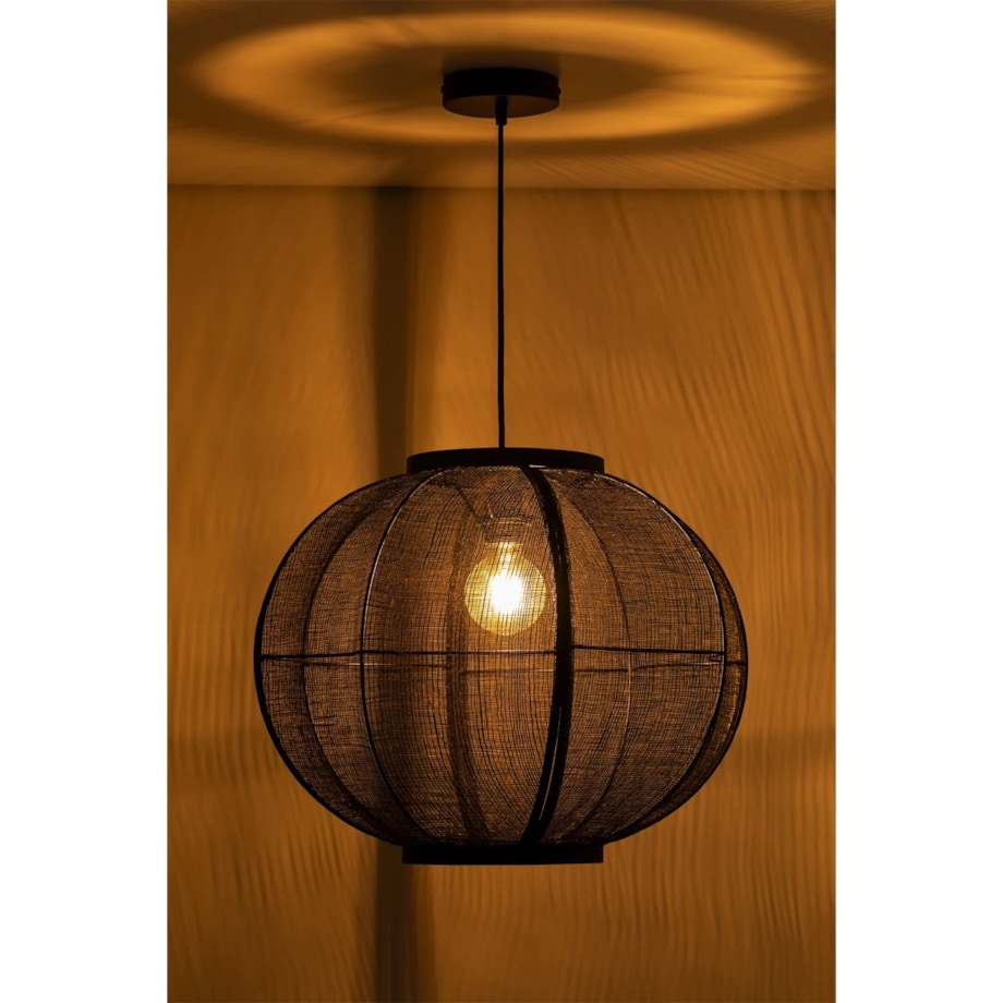 Lampa wisząca lniana czarna Zenna Ø50 cm