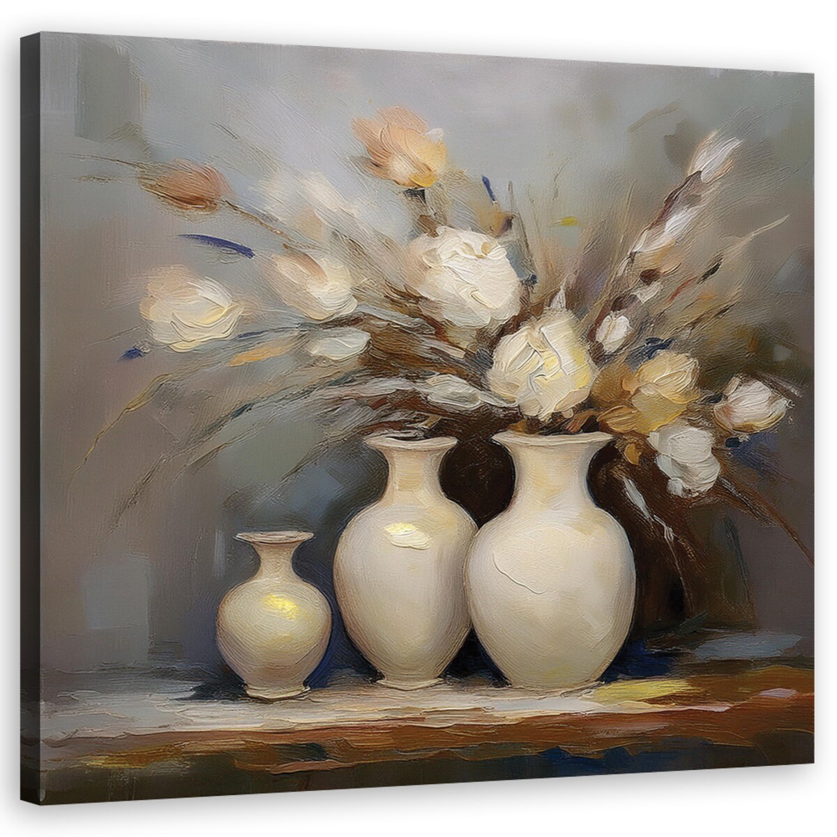 Martwa Natura Obrazy do kuchni jadalni salonu biura Bukiet kwiatów w wazonie w stylu Vintage 60x60