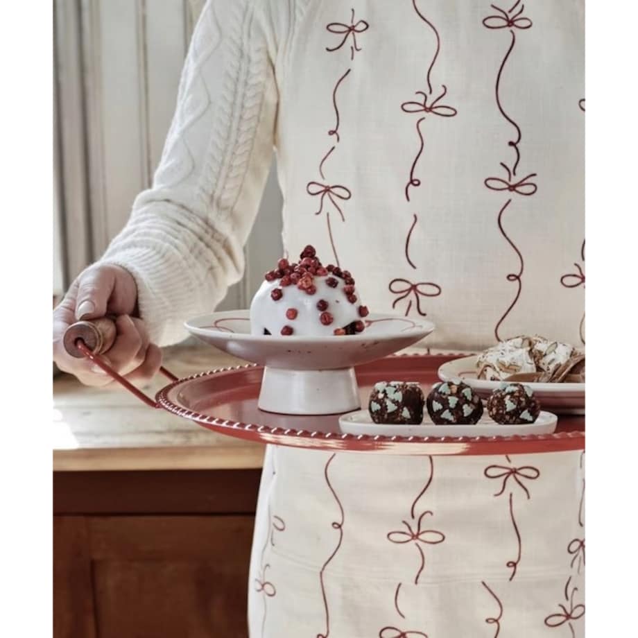 PATERA NA NÓŻCE MAŁA na ciasto owoce babeczki do tortu kamionkowa biała