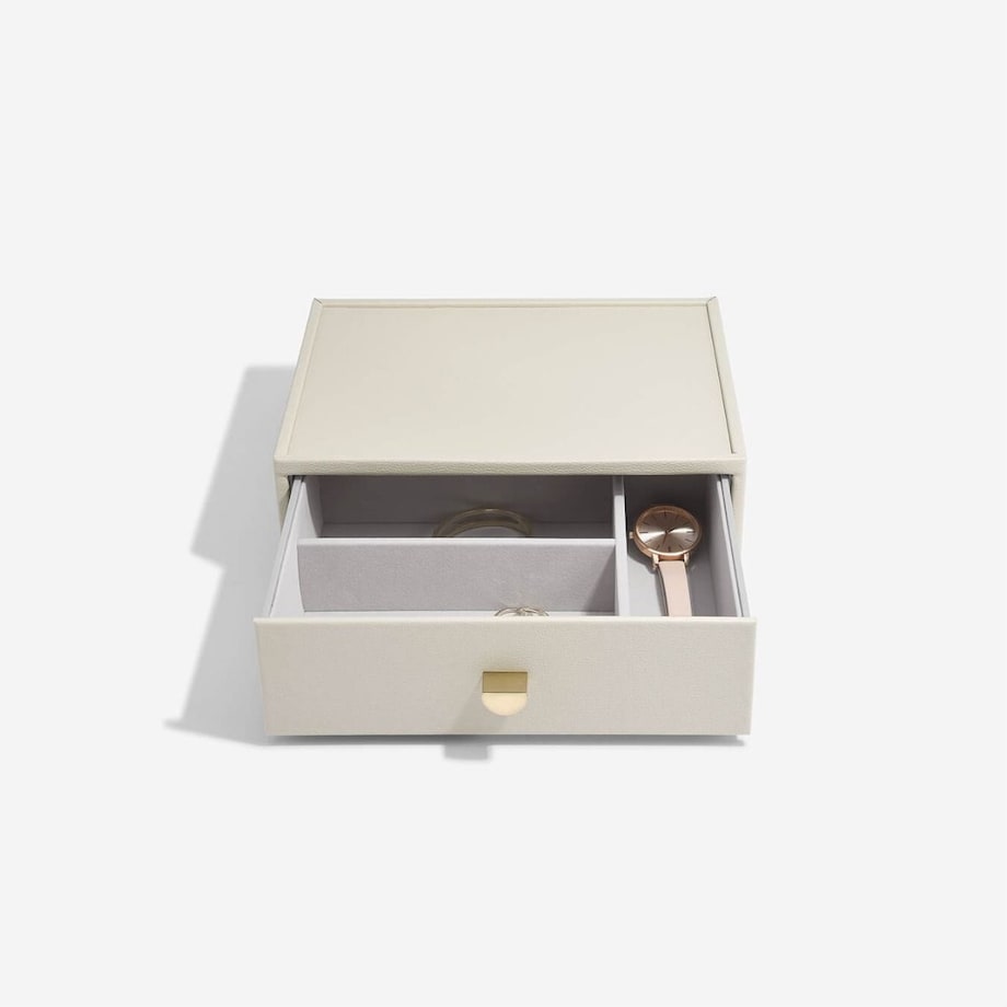 Szkatułka na biżuterię Stackers classic jasnobeżowa z szufladą