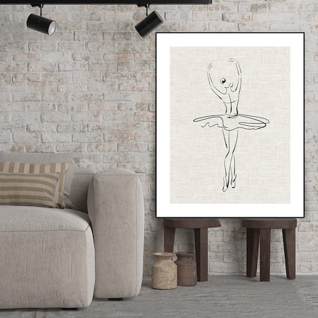 plakat line art baletnica len 30x40 cm