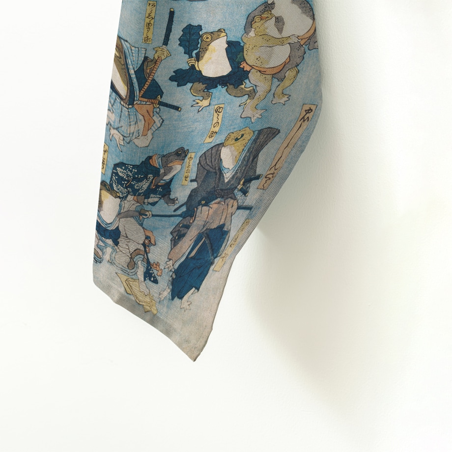 ścierka kuchenna lniana - żaby kabuki 50x70 cm