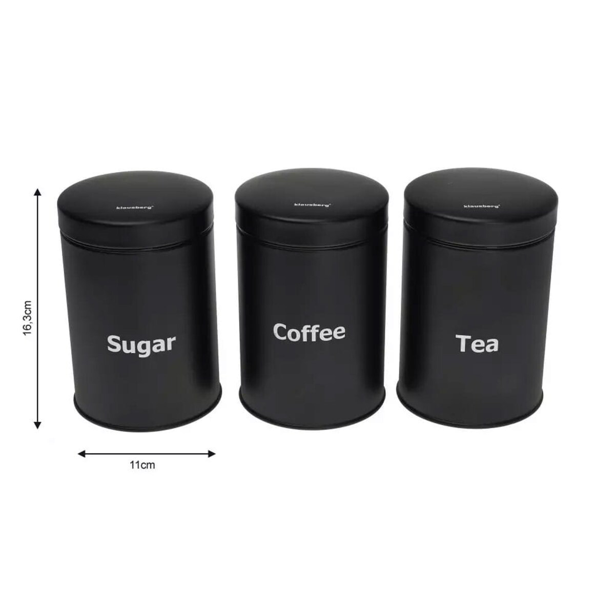 Zestaw 3 pojemników kuchennych czarny KLAUSBERG