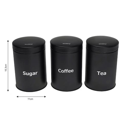 Zestaw 3 pojemników kuchennych czarny KLAUSBERG