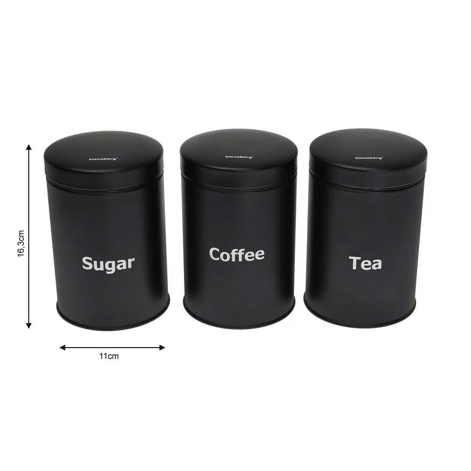 Zestaw 3 pojemników kuchennych czarny KLAUSBERG