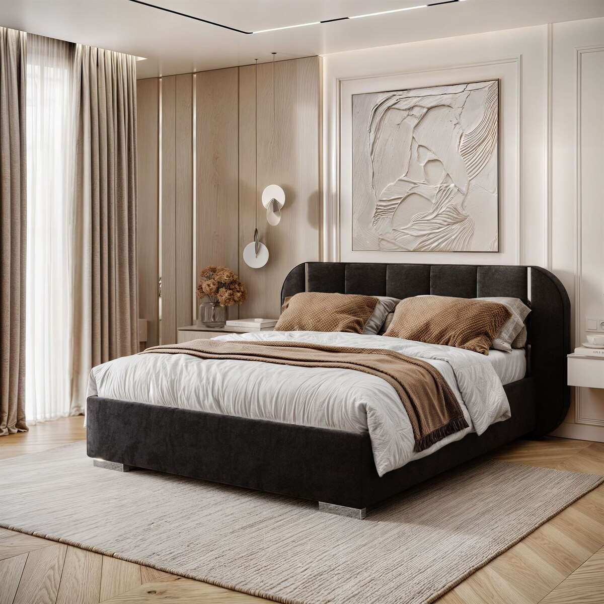 Łóżko tapicerowane AMARA SILVER, pojemnik, stelaż 32, 160x200, Royal Velvet 87254