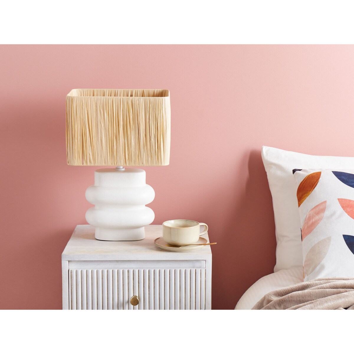 Lampa stołowa ceramiczna biała JUDY