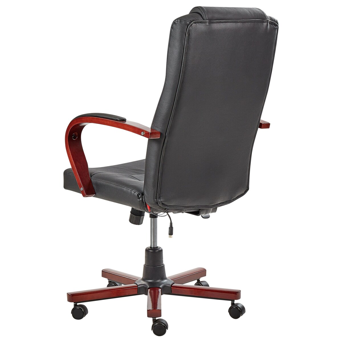 Fotel biurowy regulowany z funkcją masażu skórzany czarny DIAMOND