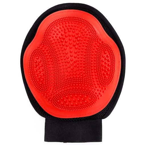 Rękawica Szczotka Do Mycia Czesania Wyczesywania Sierści Pielęgnacji Drapania Psa Kota Zwierząt Czerwona 23,5X17,5 Cm