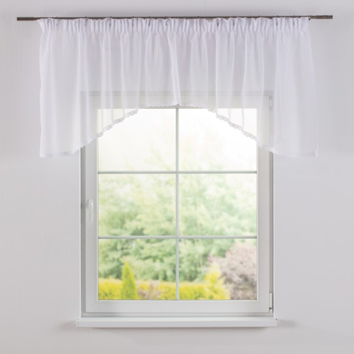 Lambrekin łuk Lily z koronką 350x80 biały