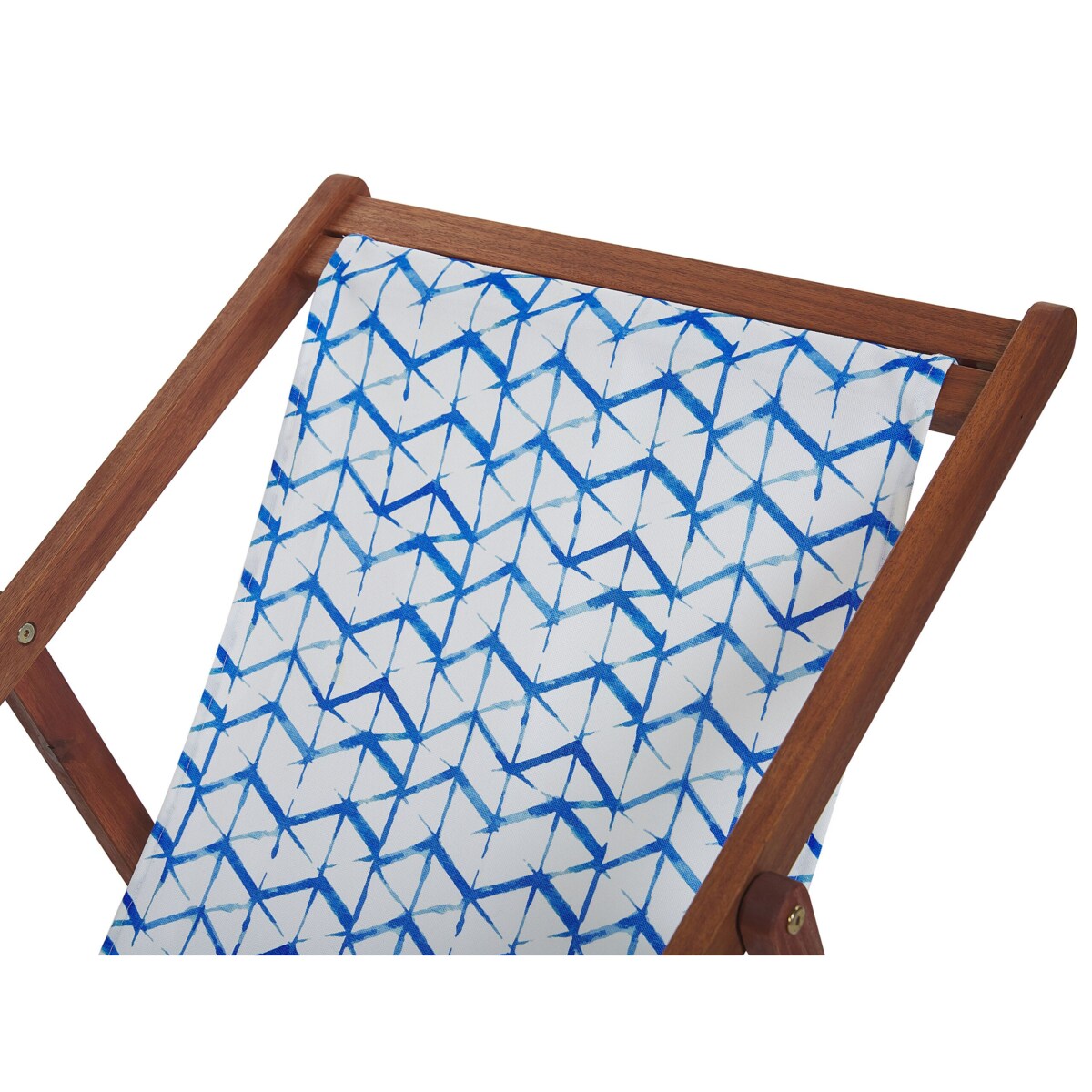 Zestaw 2 leżaków ogrodowych ciemne drewno akacjowe niebiesko-biały ANZIO