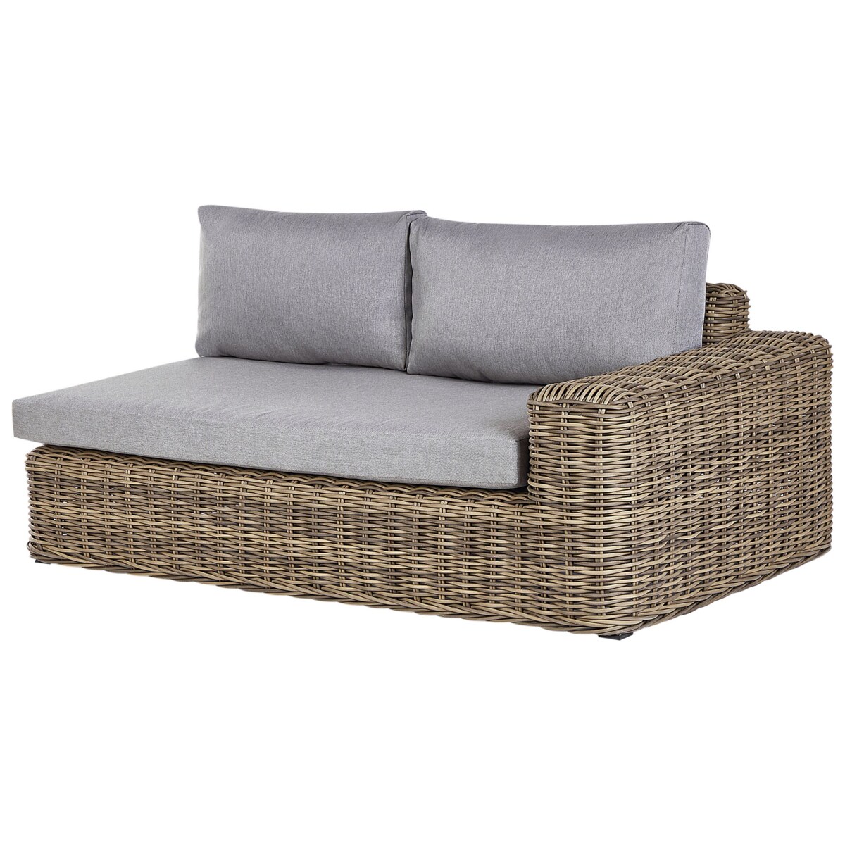 Narożnik ogrodowy z otomaną dla 6 osób PALERMO Modułowy Technorattan Jasnobrązowy