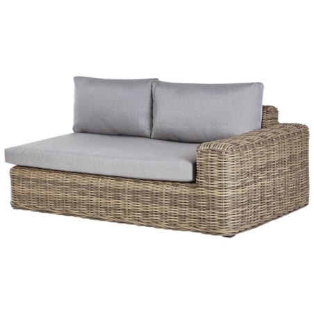 Narożnik ogrodowy z otomaną dla 6 osób PALERMO Modułowy Technorattan Jasnobrązowy