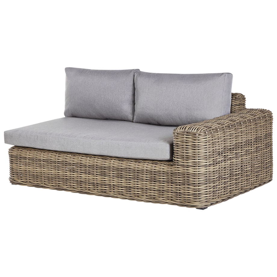 Narożnik ogrodowy z otomaną dla 6 osób PALERMO Modułowy Technorattan Jasnobrązowy