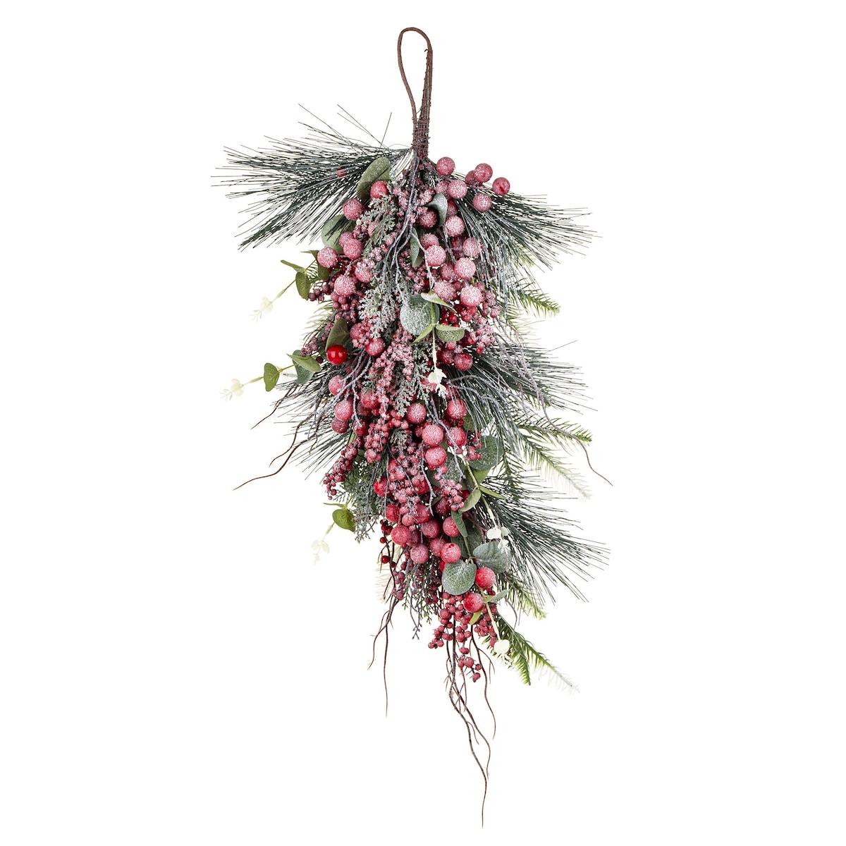 Dekoracja - gałązka 70x35x12 cm RAMITA-3 różowa, oszroniona