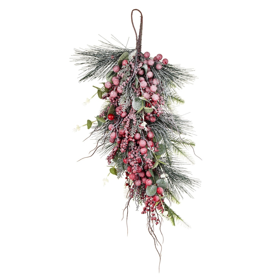 Dekoracja - gałązka 70x35x12 cm RAMITA-3 różowa, oszroniona