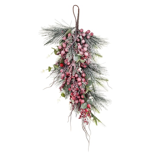 Dekoracja - gałązka 70x35x12 cm RAMITA-3 różowa, oszroniona