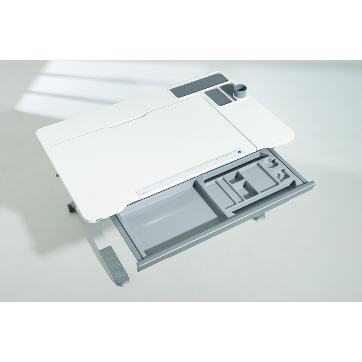 Ergonomiczne, regulowane biurko PAIDI JARO 120 cm – kredowa biel (wersja prawa)