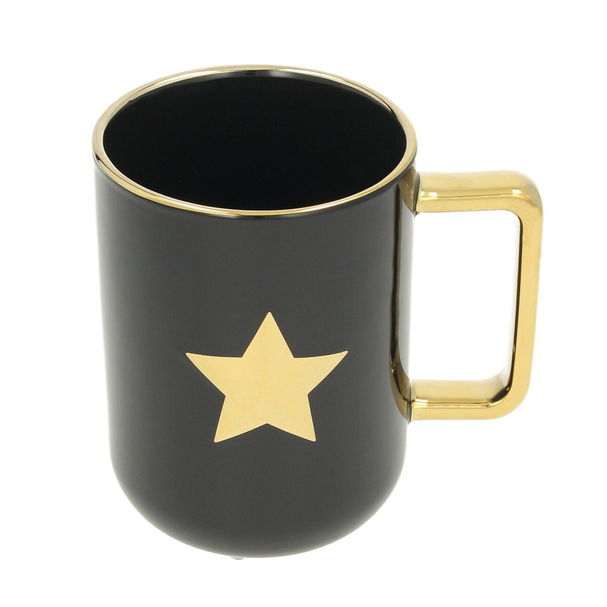 Kubek Christmas Time star 400ml boże narodzenie, święta, świąteczne, czarny-złoty, 12 x 9 x 12 cm