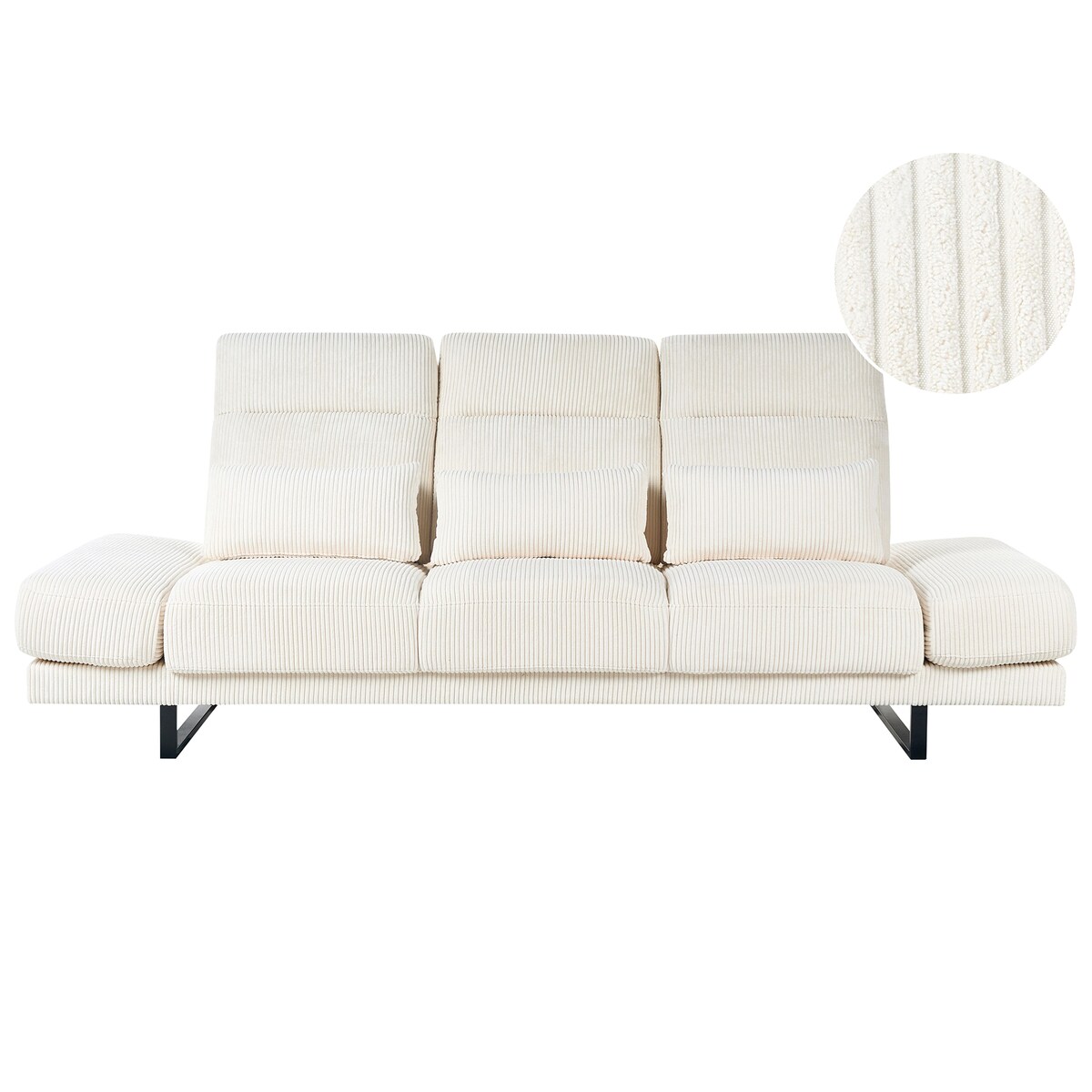 Sofa dla 3 osób IKAST Sztruks Jasnobeżowy