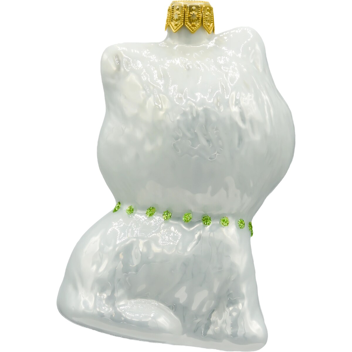 Bombka choinkowa: Kot z zieloną muchą: biały