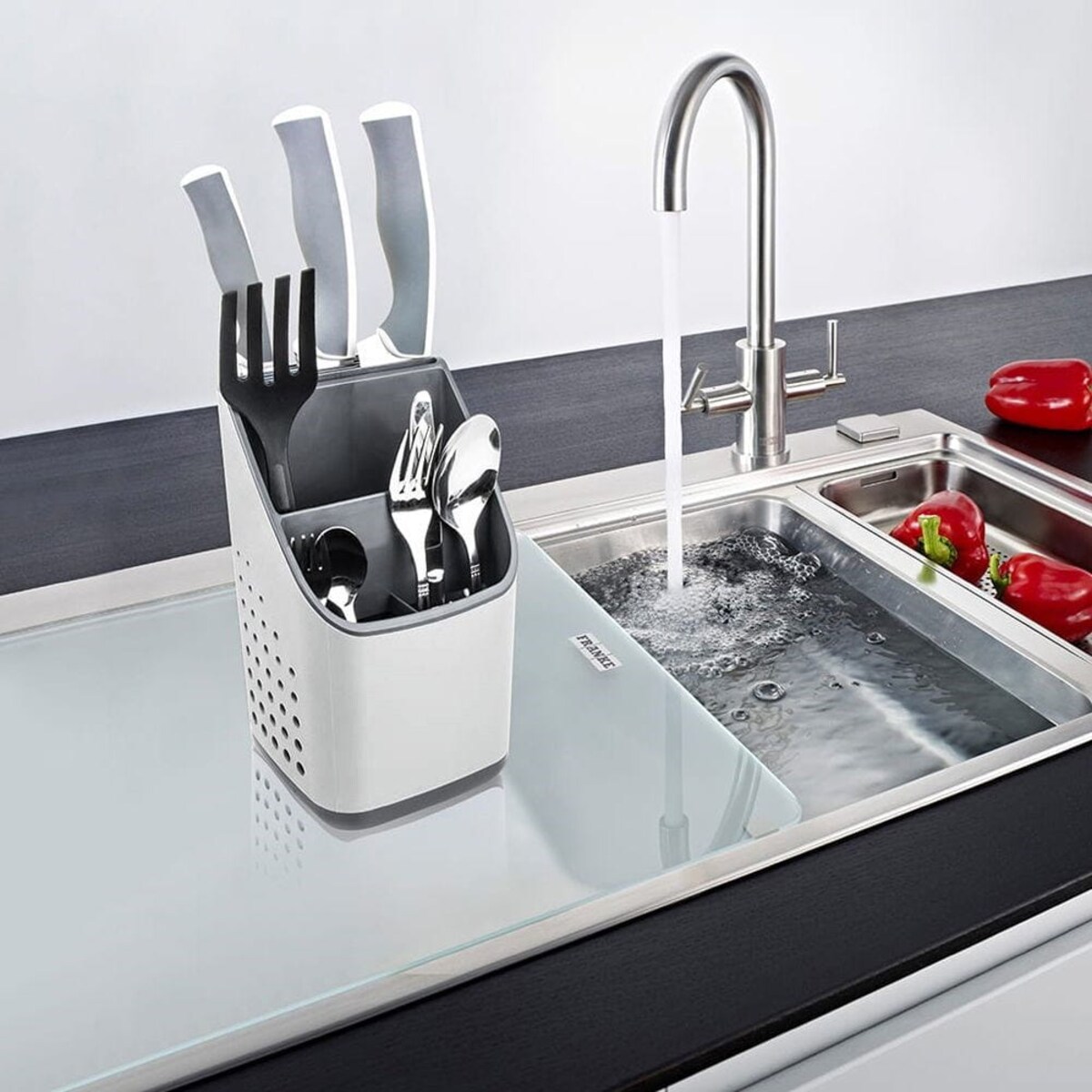 Pojemnik Organizer Ociekacz na sztućce Przybory Kuchenne 14 x 14 x 23 cm