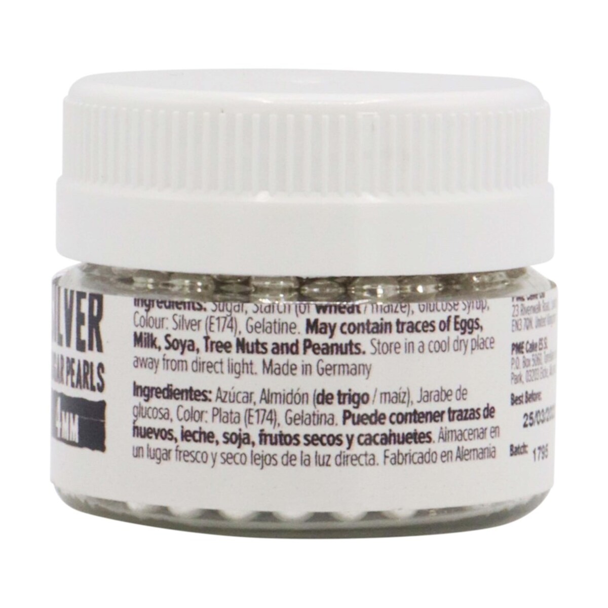 PME Cukrowe perełki dekoracyjne 100 g 4 mm, srebrny