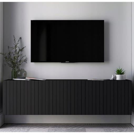 Wisząca Szafka RTV Glamour Komoda RTV Czarny Mat 150 cm
