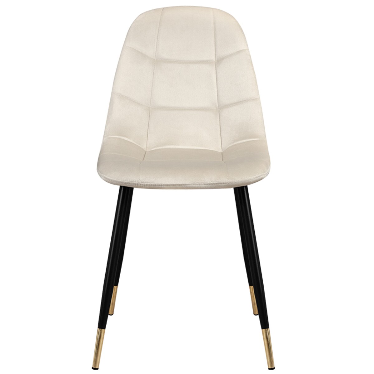 Krzesło tapicerowane welurowe pikowane beżowe złote nogi