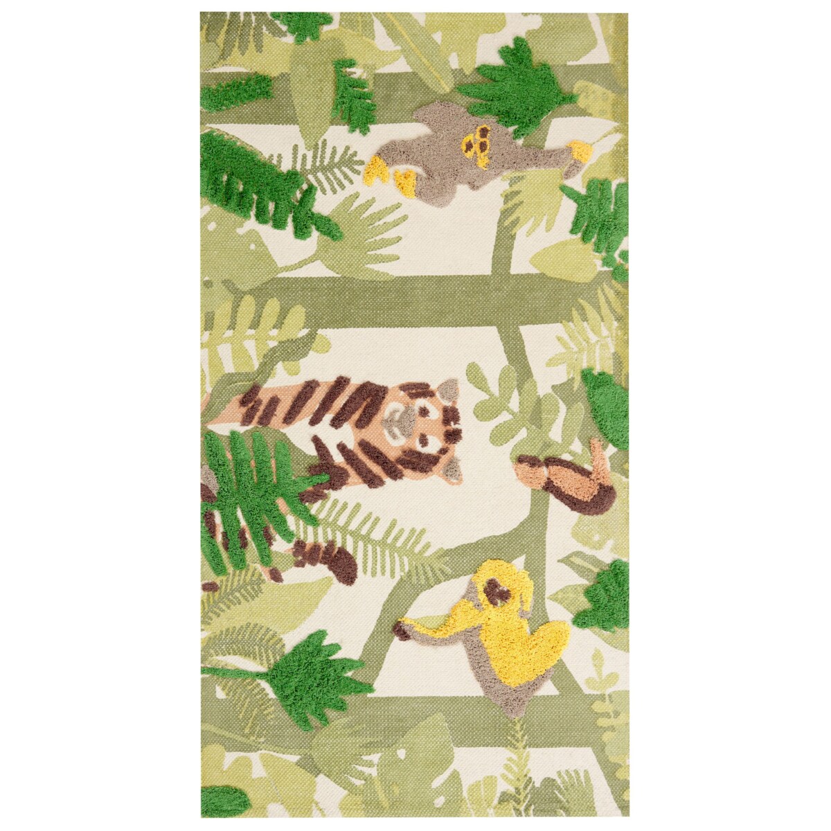 Dywan dziecięcy bawełniany motyw dżungli 80 x 150 cm wielokolorowy JANHTO