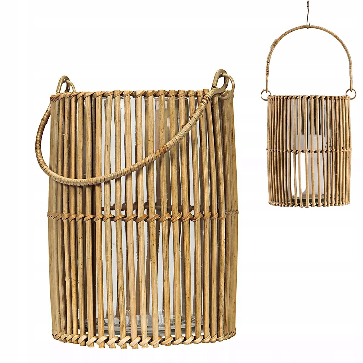 LAMPION LATARNIA BOHO BAMBUS świecznik naturalny stojący do powieszenia