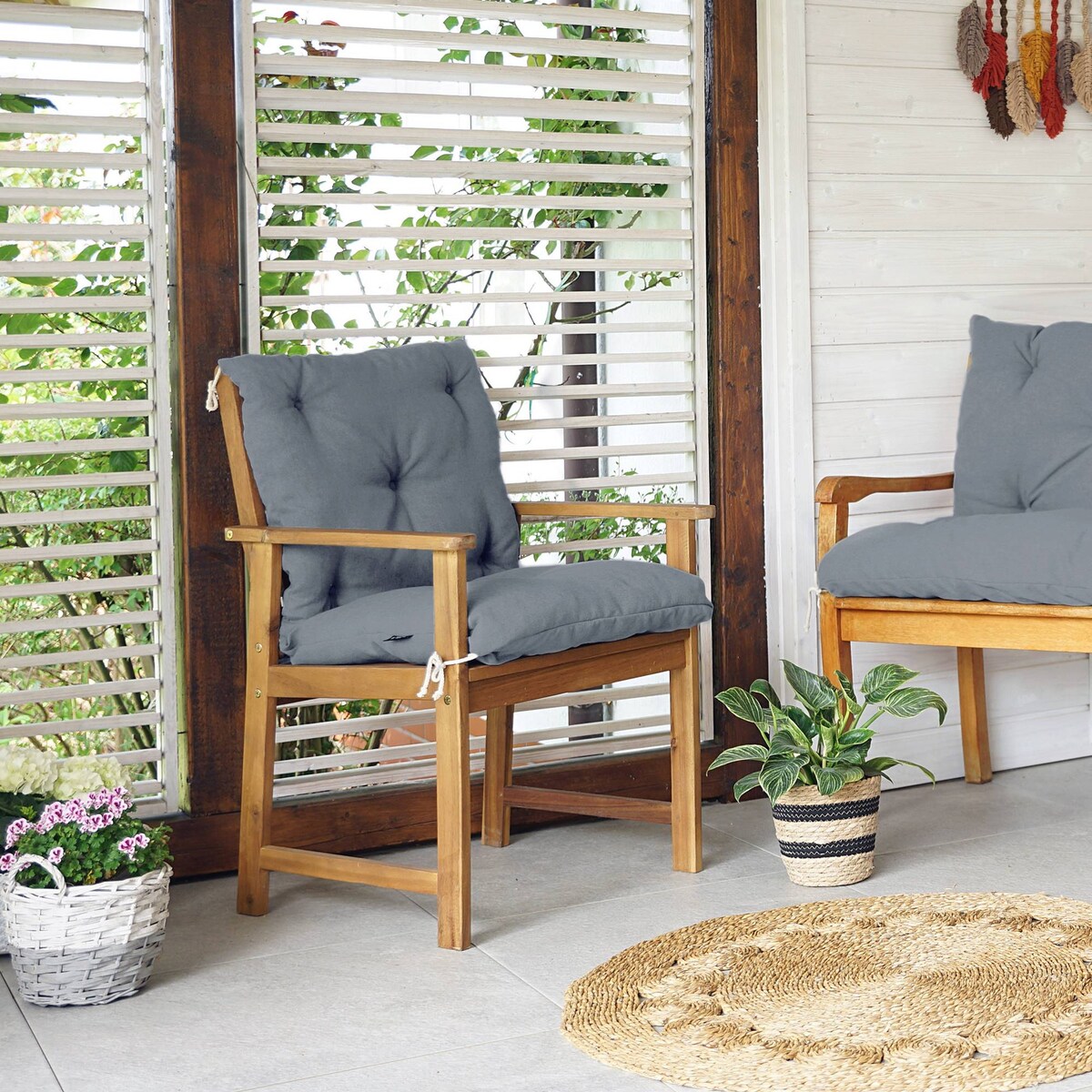 Poduszki na krzesła ogrodowe UV odporne, 50x70x50cm, Grafit