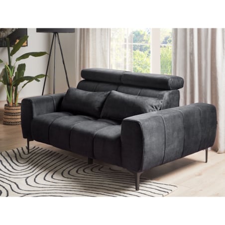 Sofa 2-osobowa welurowa czarna VEGAMO