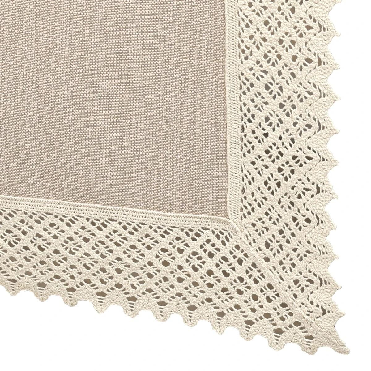 Bieżnik P130 cappucino z koronką K307 ecru - 40x200 cm - ecru