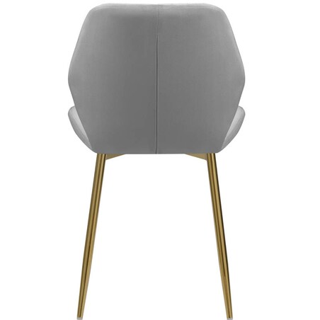 Krzesło tapicerowane welurowe szare do salonu jadalni złote nogi