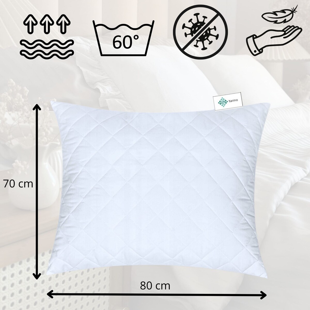 Polska poduszka antyalergiczna 70x80 z zamkiem 2 sztuki