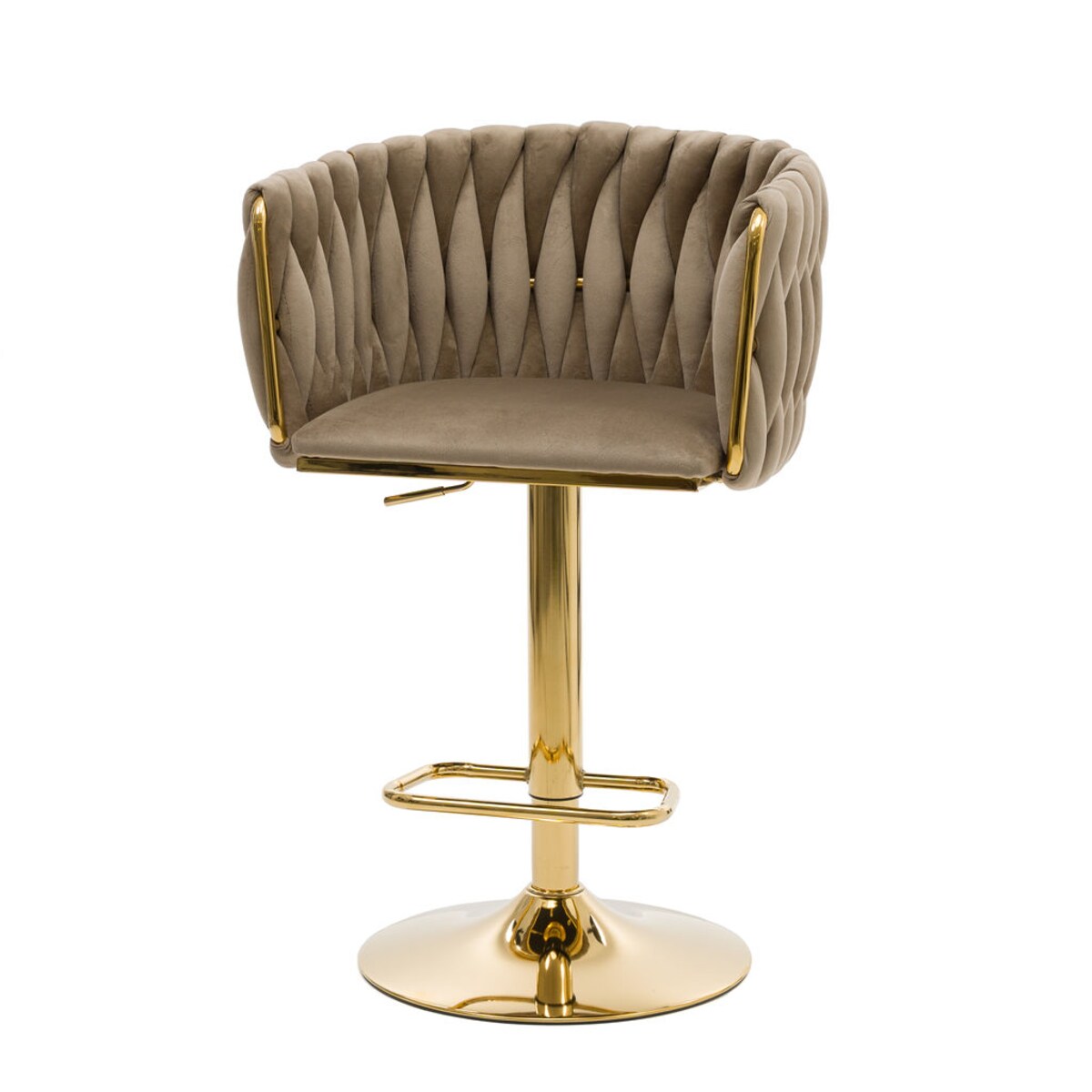 Hoker do kuchni krzesło regulowane do jadalni plecione oparcie ROSA GOLD