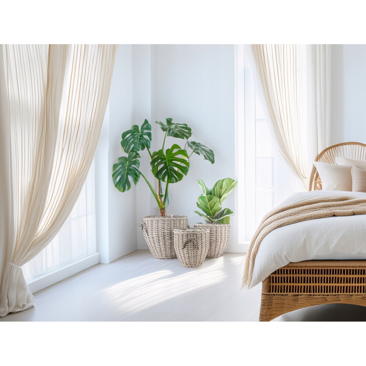 OSŁONKA NA DONICZKĘ WIKLINOWA KOSZ DUŻA 3 szt. do palmy salonu ogrodu domu