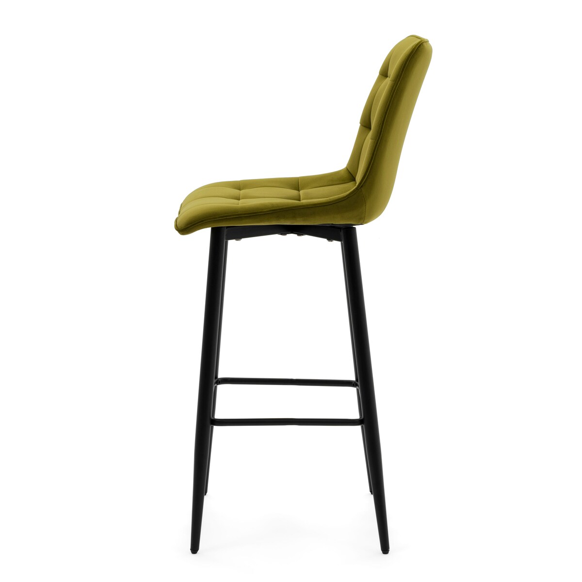 Hoker tapicerowany barowy welurowy CHIC oliwkowy do salonu jadalni