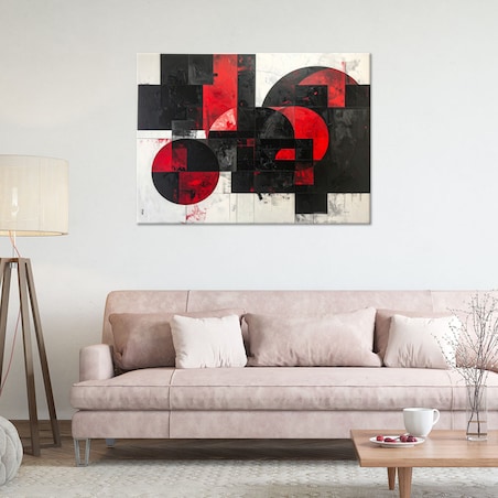 Obraz do salonu sypialni, Abstrakcja tekstura koła kształty czarno czerwony