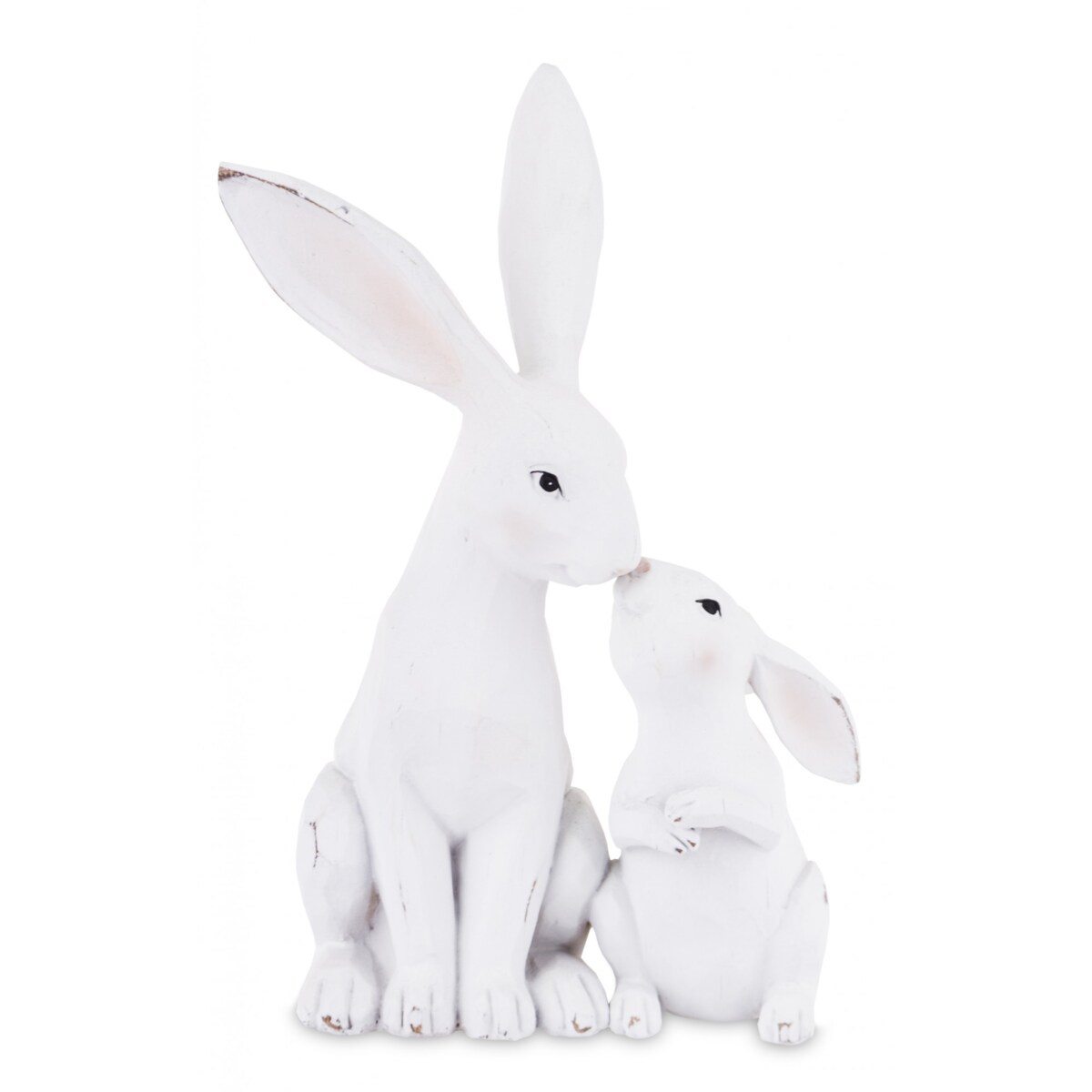 Dekoracja - figurka 2 białe przytulone 27x18x11 cm ZAJĄCZKI-2