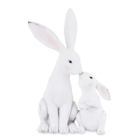 Dekoracja - figurka 2 białe przytulone 27x18x11 cm ZAJĄCZKI-2