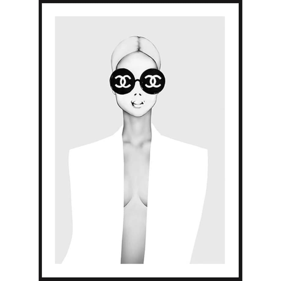 Poster Story, Plakat, Obraz - Kobieta w Okularach Chanel, wymiary 21 x 30 cm