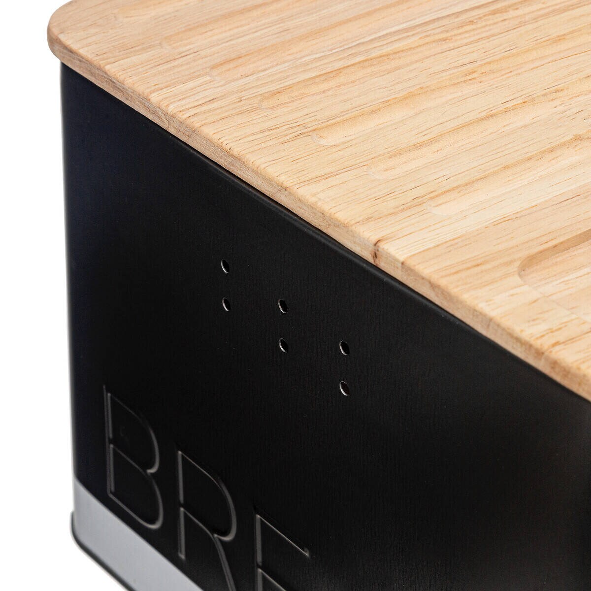 Czarny chlebak z deską do krojenia i z nożem z ząbkami, 32,7 x 20,2 x 14,5 cm