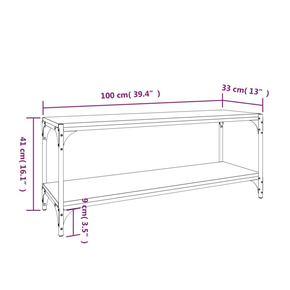 vidaXL Szafka pod TV, dąb sonoma, 100x33x41 cm