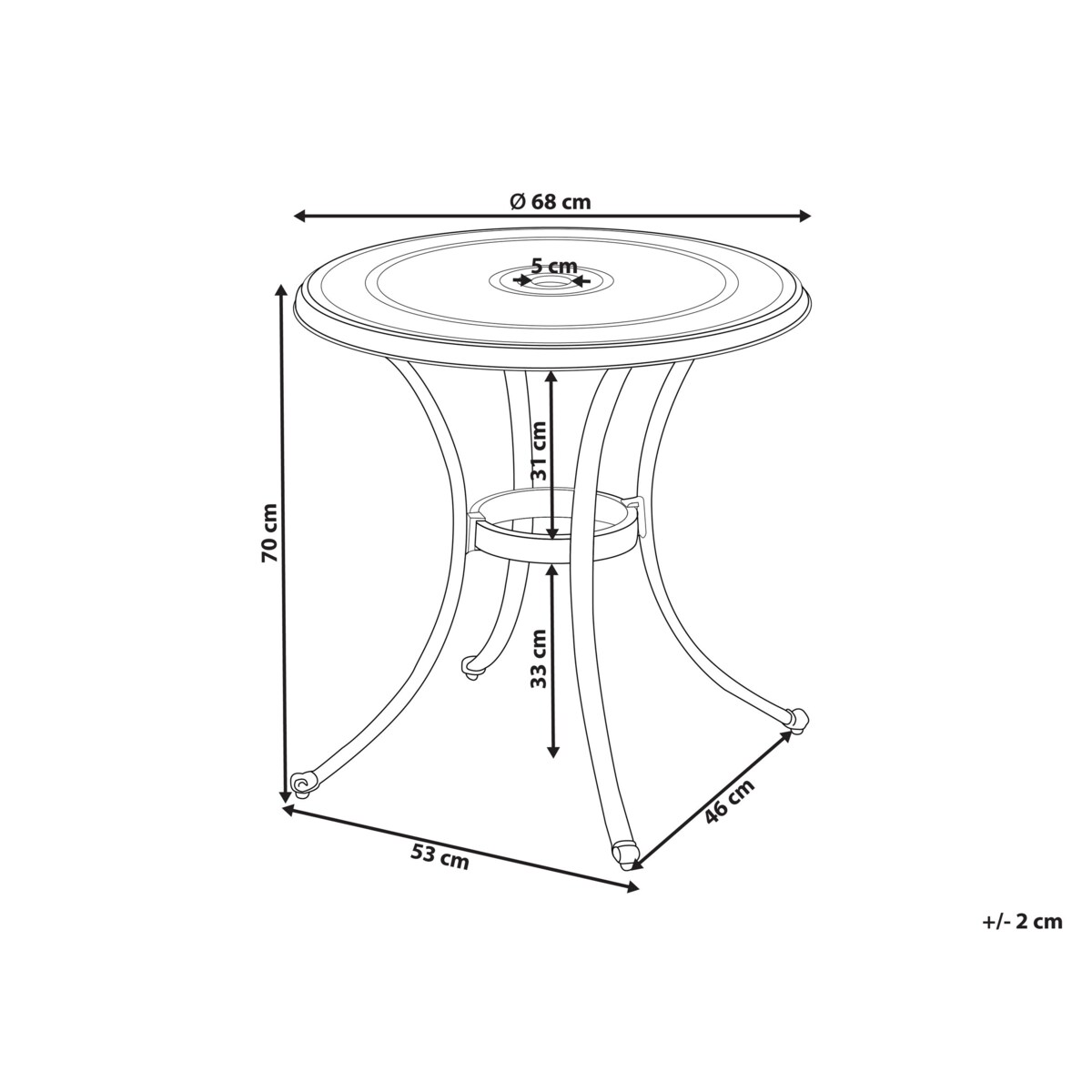 Stół ogrodowy Metal Brązowy ANDALO